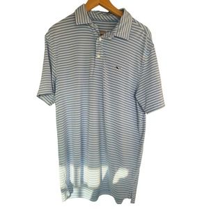 Vineyard Vines Performance Short Sleeve Polo Shirt Blue Striped Mens M
